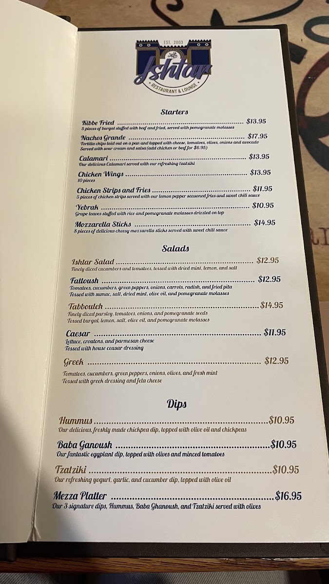 Ishtar Restaurant Menu - Image 2